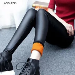 Plus Velvet Faux Leating Leegging Mulheres Inverno Legging Quente Tamanho Grande Leggings Calzas Mujer Leggins Grosso Fleece Sexy Y081 201014