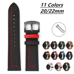 20mm 22mm läderband för Samsung Galaxy Watch 3 41mm 46mm Gear S3 för Huawei Watch Band GT3 GT2 Pro för Amazfit Bip Watch Strap Garmin Venu 2 plus sq