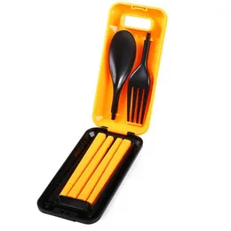 Outdoor Gadgets Wholesale- Camping Portable Picnic Mini Tableware Plastic Cutlery Chopsticks Spoon Fork 3pcs Travel Kit1
