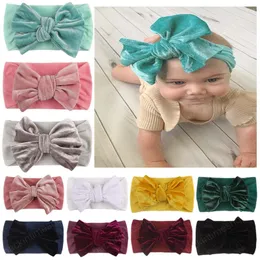 Noworodki Baby Girls Chłopcy Wiązany Bow Pałąk Aksamitne Nakrycia głowy Dzieci Toddler Turban Dzieci Akcesoria do włosów 11 Kolory