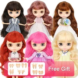 ICY factory Blyth doll Joint body with hands Glossy face with big breast different hair color Natural skin 30cm 1/6 toy gift LJ201031