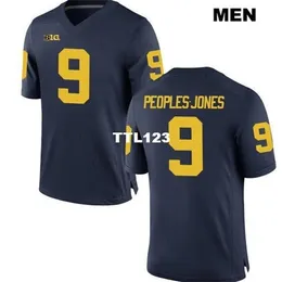 3740 Michigan Wolverines Donovan Peopless-Jones # 9 Real Full Embridery College Jersey Size S-4XL أو مخصص أي اسم أو رقم جيرسي