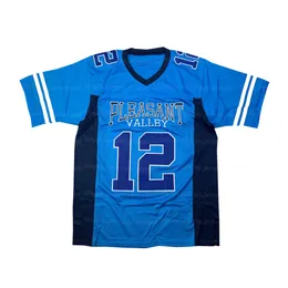 Niestandardowy Aaron Rodgers 12 # Pleasant Valley HS Piłka nożna Jersey Zszyty Niebieski Dowolny Numer Rozmiar S-4XL Koszulki Najwyższa jakość