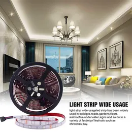 Szybka dostawa 5m RGB 5050 Wodoodporna LED Strip Light SMD 44 Kluczowe zdalne WiFi Bezprzewodowe światło elastyczne oświetlenie