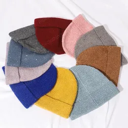 Knitted Hat For Women To Keep Warm In Autumn/Winter Cashmere Winter Hats, Female Beanie Sequined Wool Hat Casual Innocent Cap