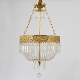 European style crystal chandelier villa aisle decoration crystal porch chandelier lighting interior design creative copper pendant lamps