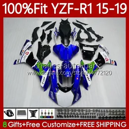 OEM-Karosserie für Yamaha YZF-R1 YZF1000 YZF R 1 1000CC YZFR1 15 16 17 18 19 Verkleidungen Movistar Blue 104No.2 YZF R1 1000 C 2015 2016 2017 2018 2019 YZF-1000 15-19 Einspritzkörper