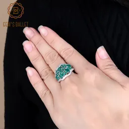 Gem's Ballet 4.77Ct Natural Green Agate Rings 925 Sterling Silver Gemstone Art Deco Vintage Ring For Women Fine Jewelry J0112