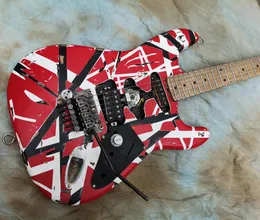 Heavy Relic Big Headstock Kram Eddie Edward Van Halen 5150 White Black Stripe Red Stein Electric Guitar Floyd Rose Tremolo & Locking Nut