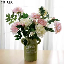 Presentes para mulheres Yo Cho 2 Cabeças 60 cm Peony Peonias de seda de flor de rosa rosa rosa peonies de buquê de casamento de casamentos decoração de festa de festa