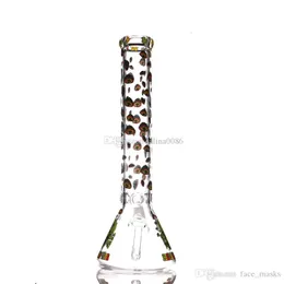 Narghilè 7mm Beaker Base Glass Bong d'acqua logo a fungo con pipa bong per ghiaccio per bong a base di erbe 14 ''