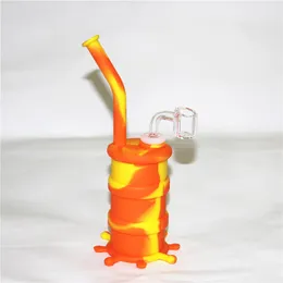Kolor zlewki projektujący silikonowe rurki wodne platformy ze szklanym miską silikonową pokładzie Nieprzeciwka Dab Rig Water Bong