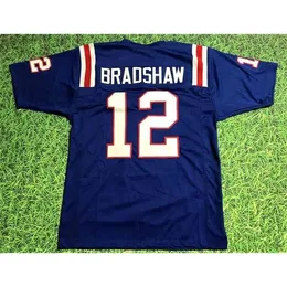 Mitch Custom Football Jersey Herren Jugend Damen Vintage 12 TERRY BRADSHAW CUSTOM TECH BULLDOGS LA TECH Rare High School Größe S-6XL oder beliebige Namens- und Nummerntrikots