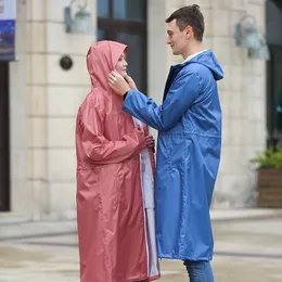 New style high quality adult waterproof women long hooded raincoat men rainsuit with pants for tour cycling two colors 201202