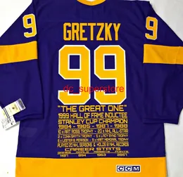 дешевые пользовательские винтажные Уэйн Гретцки La Kings Карьера CCM Hockey Hoqkey Jersey Stitch добавляет любое имя мужчин Jerseys XS-5XL