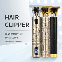 Fryzura Maszyna do Mężczyzn Profesjonalne Clippers Usb Rechargeable Fryzjer Sklep Brodowy Golarka Elektryczna Trymer Dragon T9 220216