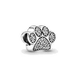 女性ジュエリーフィットPandora Charms Bead 925シルバーラブブレスレット輝く足プリントスライドブレスレットビーズジュエリーチェーンチャームビーズ