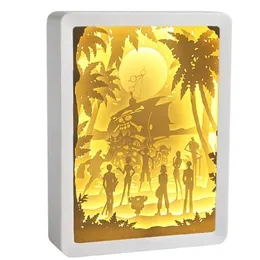 Rectangle Plastic Cut Light DIY Full Sets Blank Paper Shadow Box With Mix Led Decor Frame 201211