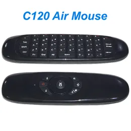 C120 에어 마우스 미니 키보드 마우스 체세포 감각 자이로 스코프 PC 안드로이드 TV 박스를위한 양면 리모콘
