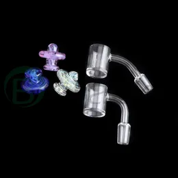 Ny 4mm fasad kant Clear Bottom Quartz Banger med ny design Glas Carb Cap 10mm 14mm 18mm Man Kvinna för glas vatten Bongs