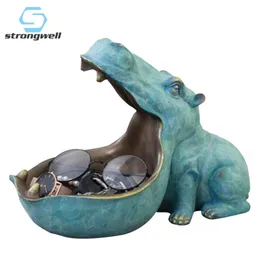 Strongwell Hippopotamus Skulptur Förvaringsfack harts Artware Staty Inredning Sundries Heminredning Tillbehör Skrivbord Dekoration LJ200903