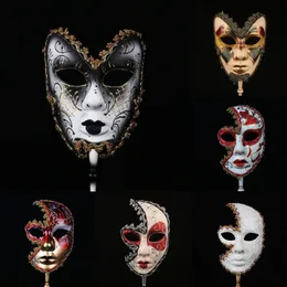 H&D 6 Kinds Venetian Mask On Stick Mardi Gras Mask for Women/Men Masquerade Party Prom Ball Halloween Party Cosplay Favors Y200103