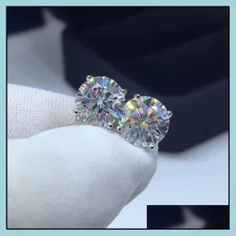 Brincos de garanhão jóias S925 Sterling Sier D Color VVS Quatro brinco de diamante de moissanita Passados ​​para festas de aniversário de teste para mulheres presentes