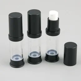 500 x 7 ml Travel Refillerbara kosmetiska luftfria flaskor Plastbehandlingspump Lotionbehållare med svarta lock