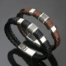 Knit Men PU Wedding Exquisite Leather Boys Beautiful 2020 New Arrival Zinc Alloy Hot Sale Bracelet Brown 1PC Weave Black Punk