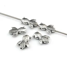 100st antik silverfisk charm av distanspärlor för smycken som tillverkar armband halsband DIY -tillbehör 14.5x10mm