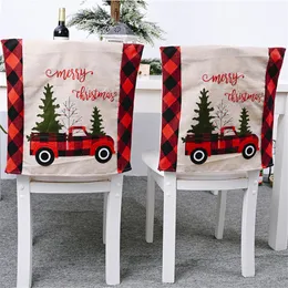 Lattice Car Christmas Tree Dining Chair Cover Cap Dinner Chair Xmas Cap For Home Kitchen Dining Room Decor JK2010XB