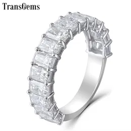 Transgems 14K Weißgold 2/3 Eternity Ehering 3X5MM F Farbe Strahlender Schnitt Moissanit Diamant Ehering für Frauen Geschenk Y200620