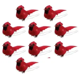 10個のクリスマス枢機卿人工赤い鳥のクリスマスツリーペンダント休暇パーティの飾り工場価格の専門家のデザイン