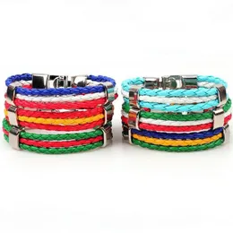 Tennis Unisex National Flag Leather Bracelet Shellhard Men Women Weave Braided Handmade Rope Wristband Bracelets Bangles Jewelry1