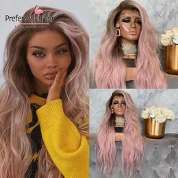 Koronkowe peruki Preferowane Platinum Blonde Front Wig Remy Brazylijski Ombre Różowe włosy Ludzkie przedplikowane przezroczyste dla kobiet