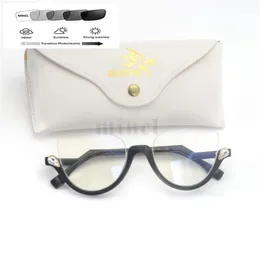 Óculos de sol Marca Design Cat Moda Meia Moldura Leitura Óculos Myópicos Mulheres PoCrômicas Ópticas com Box FML1