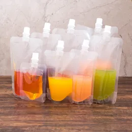 200ml Stand-up Plastic Drink Bag Transparent Juice Milk Coffee Spout Pouch Liquid Beverages Packing Pouches Food Storage Bags BH5607 TYJ