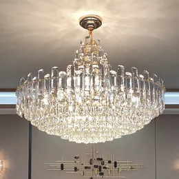 Led Modern Luxury Hanging Crystal Ceiling Chandelier Light Lamp Lustre Suspension Luminaire Duplex Building Living Room Dinning