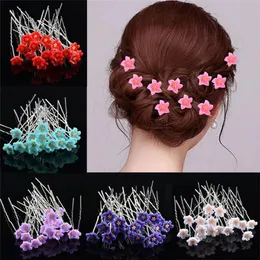 100pcs/set women花ウェディングブライダルヘッドピースクリップクリアクリスタルラインストーンu形状のヘアピンバレットヘアスタイリングツール