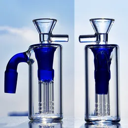 Blauer Aschefänger, 90-Grad-Filterarm, Baum-Perc-Aschefänger, 14 mm, 18 mm dicker Aschefänger, Perkolator-Glas-Aschefänger mit Schüssel