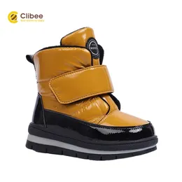 Clibee Girls Boys Winter Snow Boots Kids Warm Waterproof Anti-slip Anti-Collision Hight-Cut Outdoor Shoes Children 22-27 211227