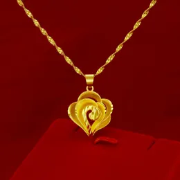 Mode 14k guld hänge halsband för kvinnor bröllop förlovning smycken hjärta form choker årsdag halsband med kedja gåvor Q0531
