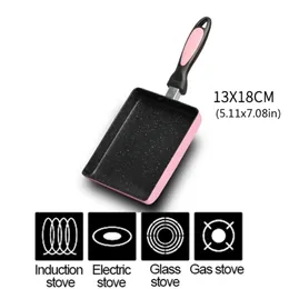 Retangular Omelette Pan Tamagoyaki Egg Pan, Nonstick Maifan Stone, Anti-Scalding Handle for Glass ,Electic Gas Stove 201223