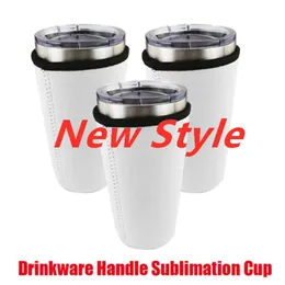 Stock 20oz 30oz Drinkware Handle Mugs Sublimation Blanks Reusable Iced Coffee Cup Sleeve Neoprene Insulated Sleeves