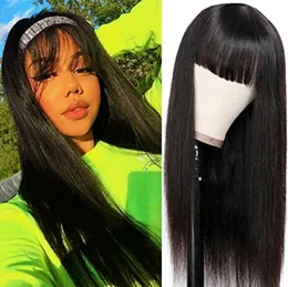 Catti Hair 20 inch None Lace Front Wigs Straight Human Hair Wigs With Bangs Full