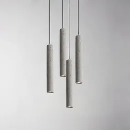 Pendant Lamps Nordic Cement Concrete LED Lamp Modern Long Tube Bar Living Room Kitchen Bedroom Decor Industrial Hanging Lights Fixture