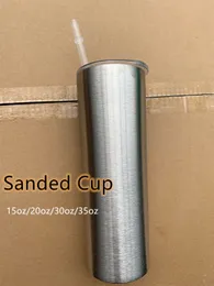 New 20oz Skinny Tumbler Sanded Cup Stainless Steel Slim Tumbler 2-layers Vacuum Insulated Tumbler Car Mug Coffee Cup 15oz/20oz/30oz/35oz