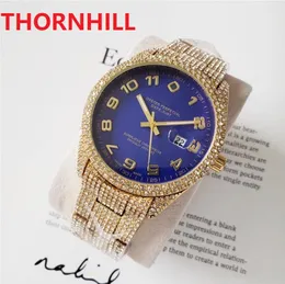 Men Diamonds Ring Digital Number Dial Watch 42mm Fashion Casual clock Man Full Stainless Steel Luxury Quartz Movement Calendar Gold Bracelet Watches Montre De Luxe