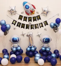 Palloncini Per Compleanno Tema Spazio: Set Decorazione Con Astronauta XXL, Razzo E Striscione Happy Birthday Per Festa Da Esploratore (6 Anni) - 6