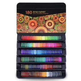 Färgpennor Professionell uppsättning av 180 färger, mjuka vaxbaserade kärnor idealiska för att dra konst skissar skuggning färgar tennlåda 201223